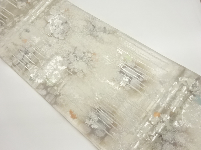 二重引箔木々模様織出し袋帯